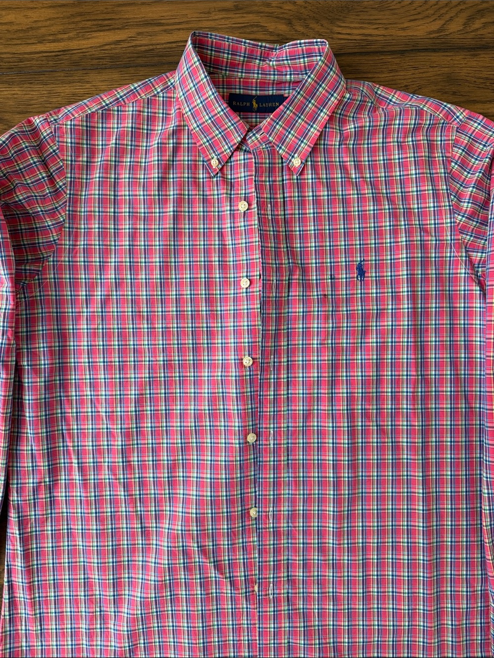 Ralph Lauren Pink and Blue Plaid Button-Down Shirt